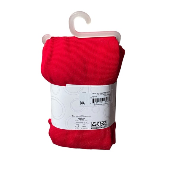 Wonder Nation Gold Lurex And Flat Red Footed Tights - Picture 3 of 6